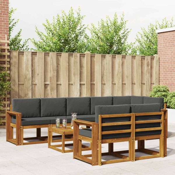 Комплект дивани за открито 9 pcs Натурален и Антрацит