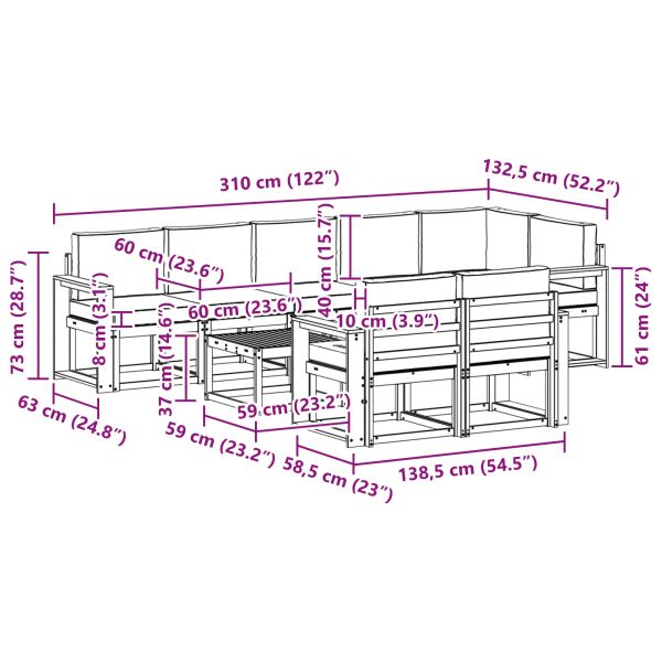 Комплект дивани за открито 9 pcs Натурален и Антрацит