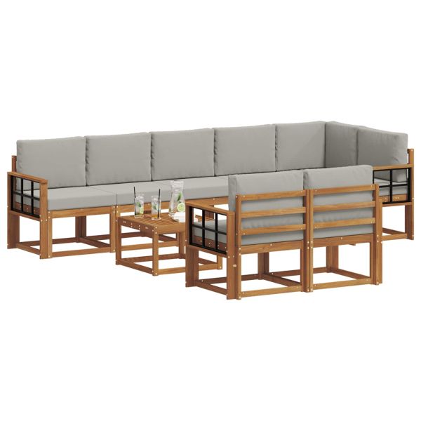 Комплект дивани за открито 9 pcs Естествено и светло сиво