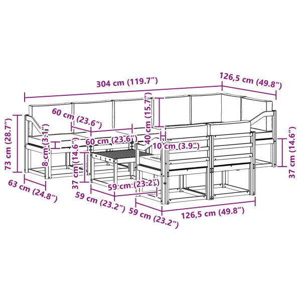 Комплект дивани за открито 9 pcs Натурален и Крема