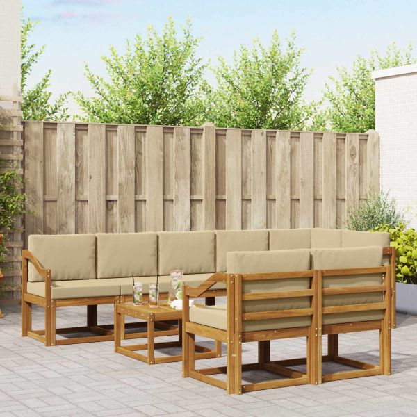 Комплект дивани за открито 9 pcs Натурален и Бежов