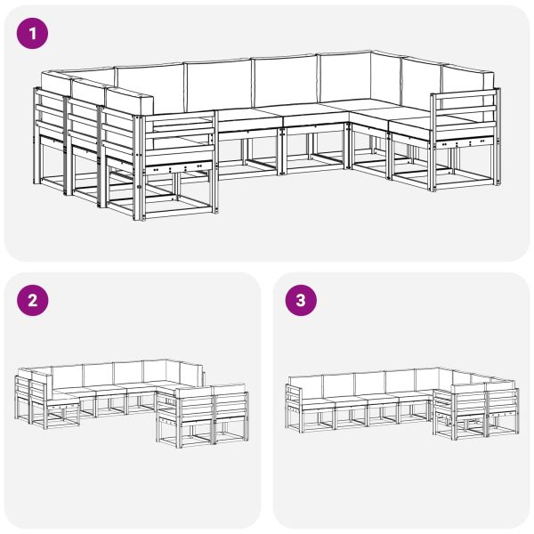 Комплект дивани за открито 9 pcs Естествено и светло сиво