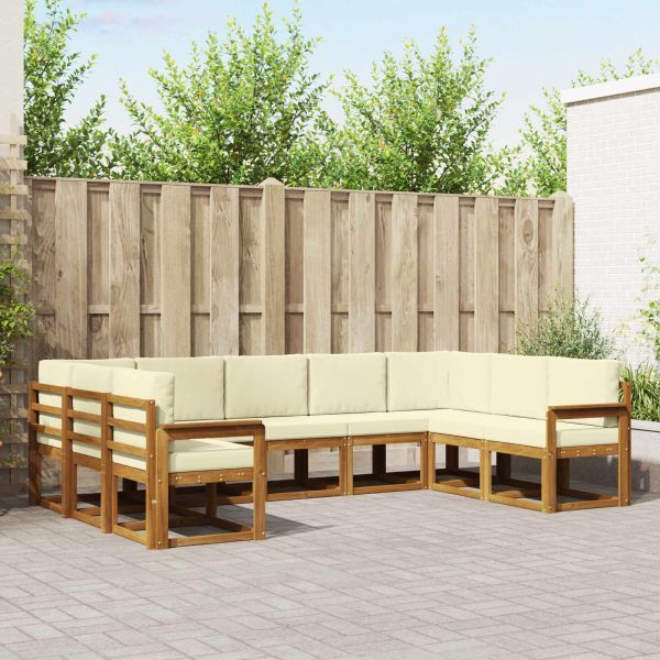 Комплект дивани за открито 9 pcs Натурален и Крема