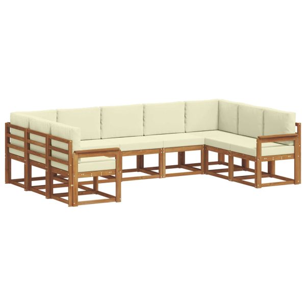 Комплект дивани за открито 9 pcs Натурален и Крема