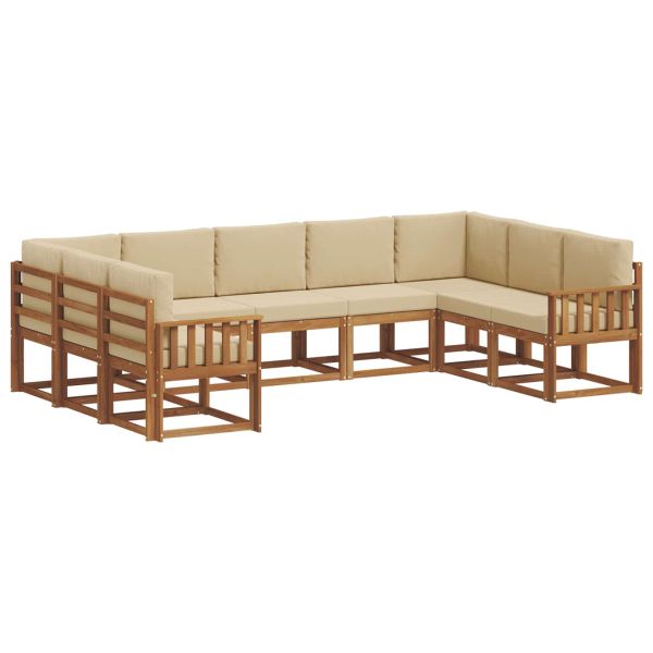 Комплект дивани за открито 9 pcs Натурален и Бежов