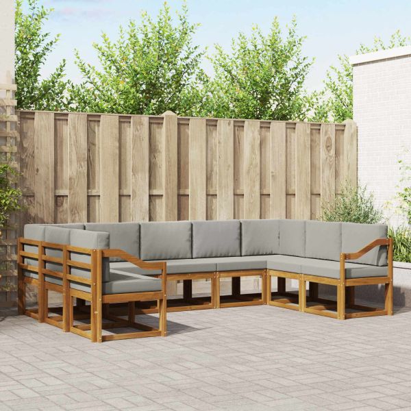 Комплект дивани за открито 9 pcs Естествено и светло сиво