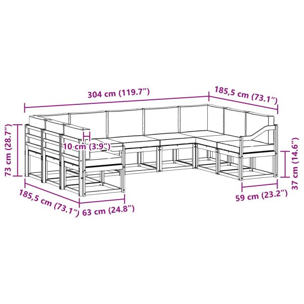 Комплект дивани за открито 9 pcs Натурален и Бежов