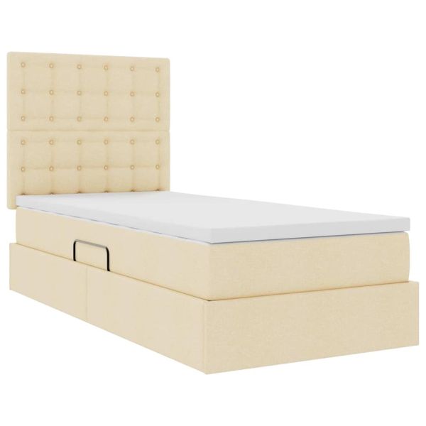 Легло с място за съхранение и LED Кремав 100 x 200 cm Полиестер