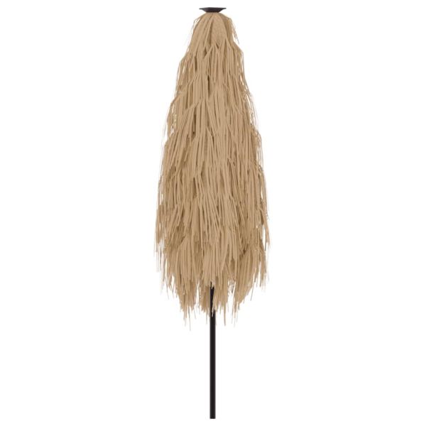 Градински чадър с LED и стоманен прът, кафяв, 388x388x248 см