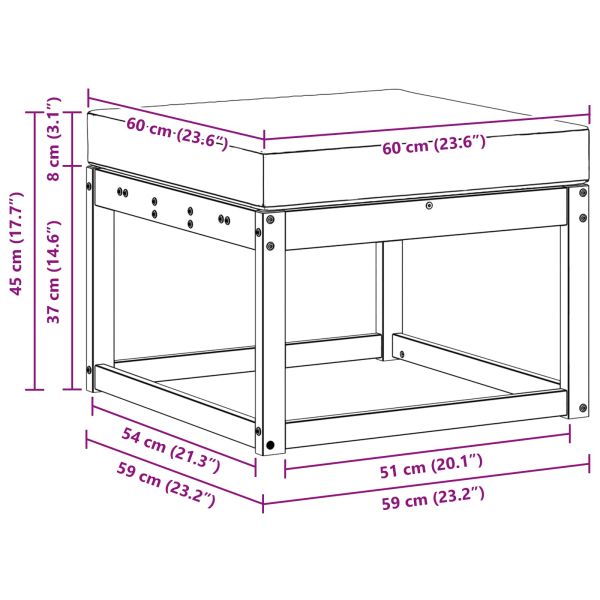 Външна табуретка Солидно акациево дърво Естествен
