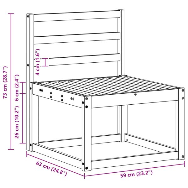 Среден диван за открито Солидно акациево дърво Естествен