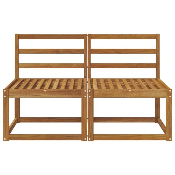 2 Брой Среден диван за открито Солидно акациево дърво Естествен