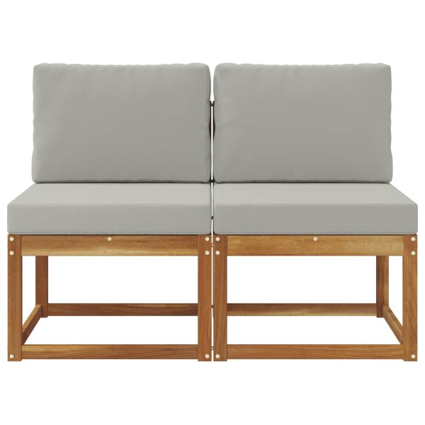 2 Брой Среден диван за открито Солидно акациево дърво Естествен