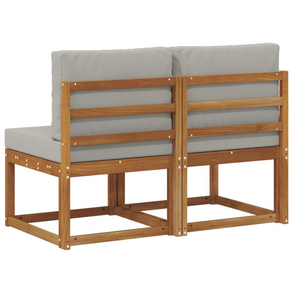 2 Брой Среден диван за открито Солидно акациево дърво Естествен