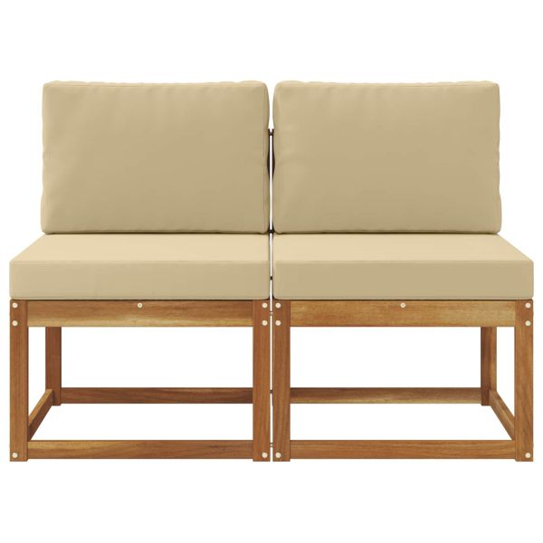 2 Брой Среден диван за открито Солидно акациево дърво Естествен