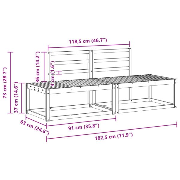 Външен край на диван 2 Брой Естествен 182,5 x 63 x 73 см