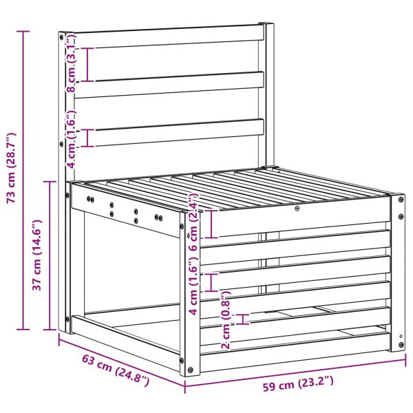 Среден диван за открито Солидно акациево дърво Естествен