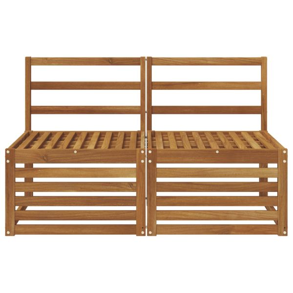 2 Брой Среден диван за открито Солидно акациево дърво Естествен