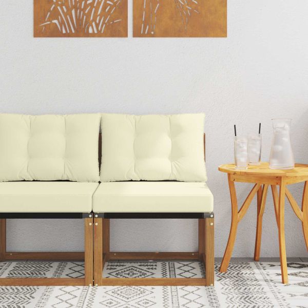 Външен среден диван Масивна акациева дървесина и текстилен плат