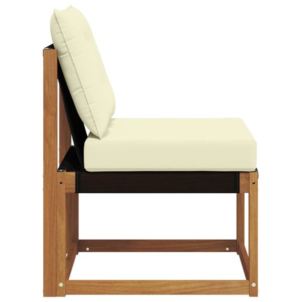 Външен среден диван Масивна акациева дървесина и текстилен плат