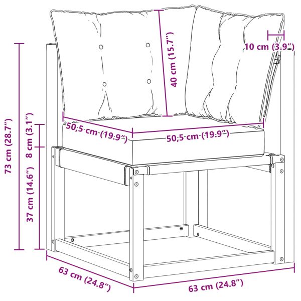 Външен ъглов диван Масивна акациева дървесина и текстилен плат