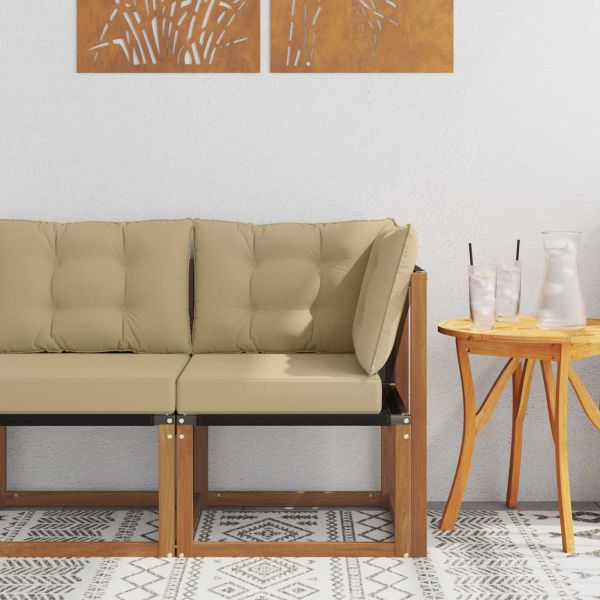 Външен ъглов диван Масивна акациева дървесина и текстилен плат