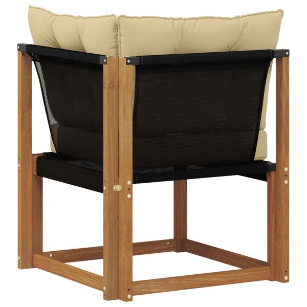 Външен ъглов диван Масивна акациева дървесина и текстилен плат