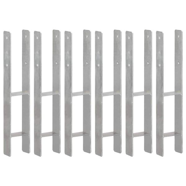Оградни подпори 6 бр сребристи 10x6x60 см поцинкована стомана