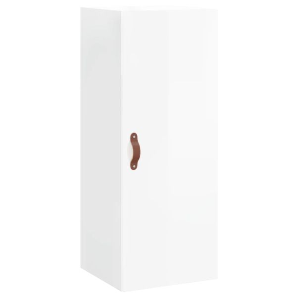 Висок шкаф, бял гланц, 34,5x34x180 см, инженерно дърво