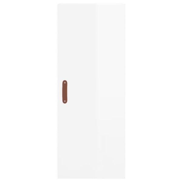 Висок шкаф, бял гланц, 34,5x34x180 см, инженерно дърво