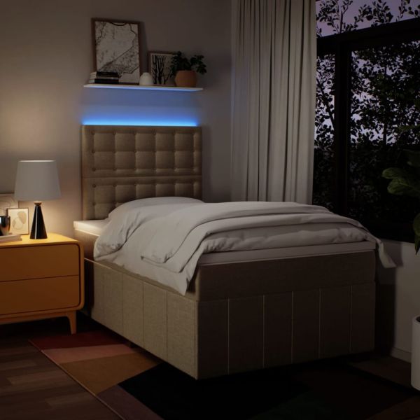 Боксспринг легло с матрак, кремаво, 120x200 см, плат