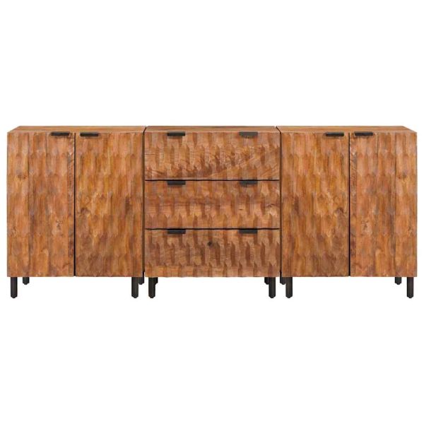 Служебен шкаф 3 pcs Финал на кафяво акацие 60 x 33 x 75 cm