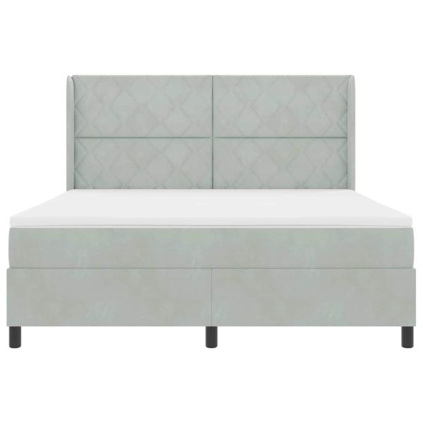 Легло с пружинирана основа с LED Светлосиво 180 x 200 cm Кадифе