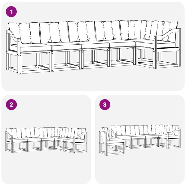 Комплект дивани за открито 6 pcs Натурален и Крема