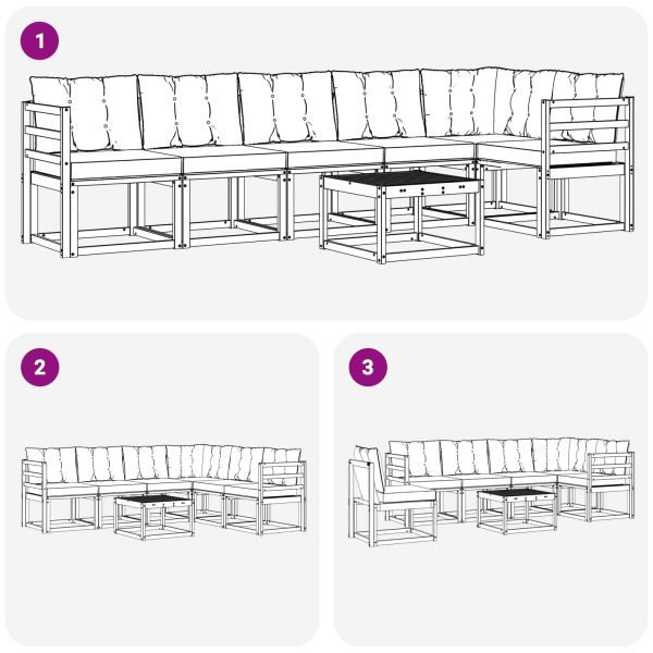Комплект дивани за открито 7 pcs Натурален и Крема