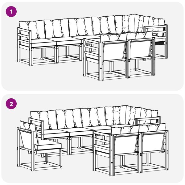 Комплект дивани за открито 8 pcs Естествено и светло сиво