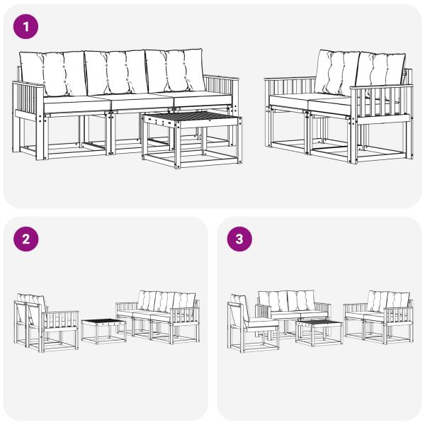Комплект дивани за открито 6 pcs Натурален и Крема