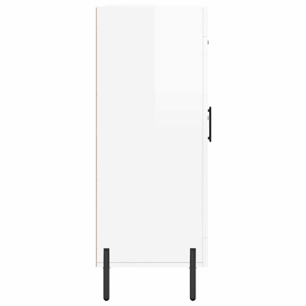 Сайдборд, бял гланц, 69,5x34x90 см, инженерно дърво