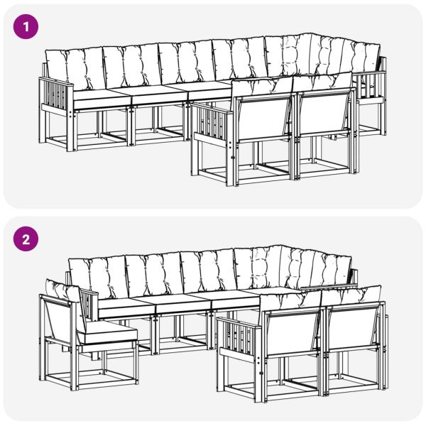 Комплект дивани за открито 8 pcs Естествено и черно