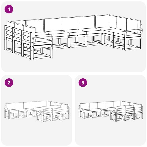 Комплект дивани за открито 10 pcs Натурален и Антрацит