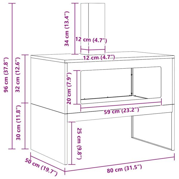 Огнище Черно 80 x 50 x 96 см Студено валцована стомана