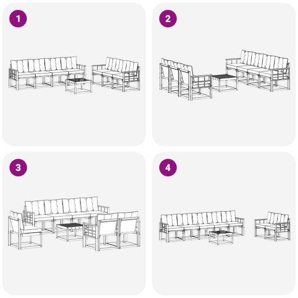 Комплект дивани за открито 8 pcs Натурален и Крема