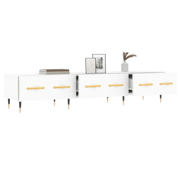 ТВ шкаф, бял, 150x36x30 см, инженерно дърво