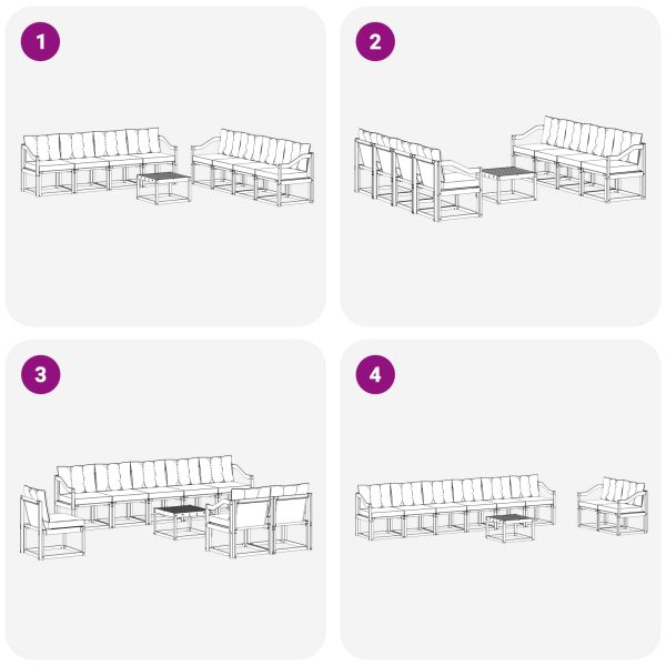 Комплект дивани за открито 9 pcs Естествено и черно