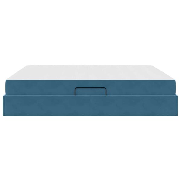 Легло с място за съхранение и матрак Тъмен син 180 x 200 cm