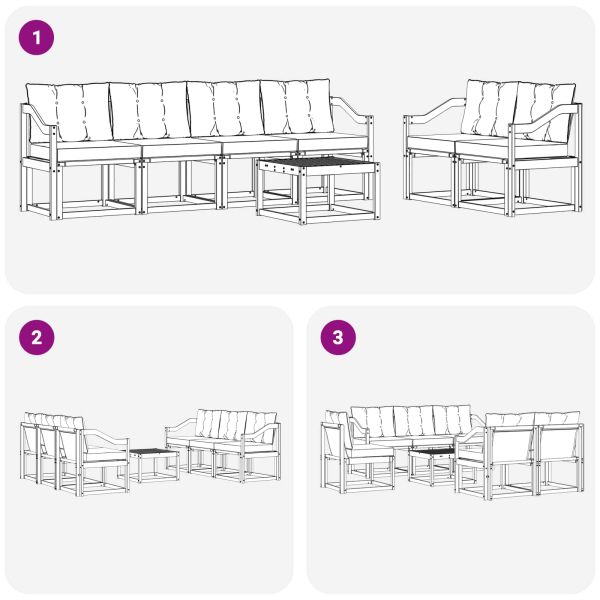 Комплект дивани за открито 7 pcs Естествено и черно