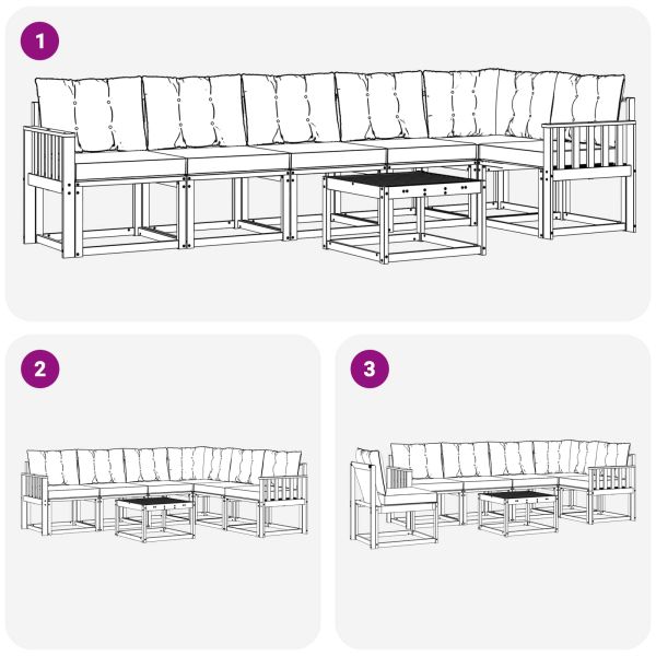 Комплект дивани за открито 7 pcs Естествено и черно
