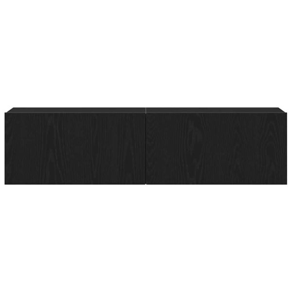 ТВ шкаф, черно и дъб, 120x30x30,5 см, инженерно дърво