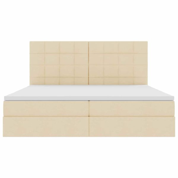 Легло с място за съхранение и LED Кремав 200 x 200 cm Полиестер