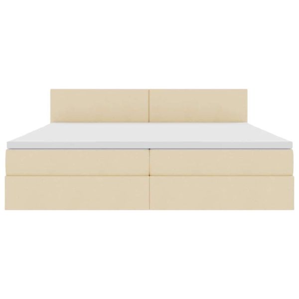 Легло с място за съхранение и LED Кремав 200 x 200 cm текстил